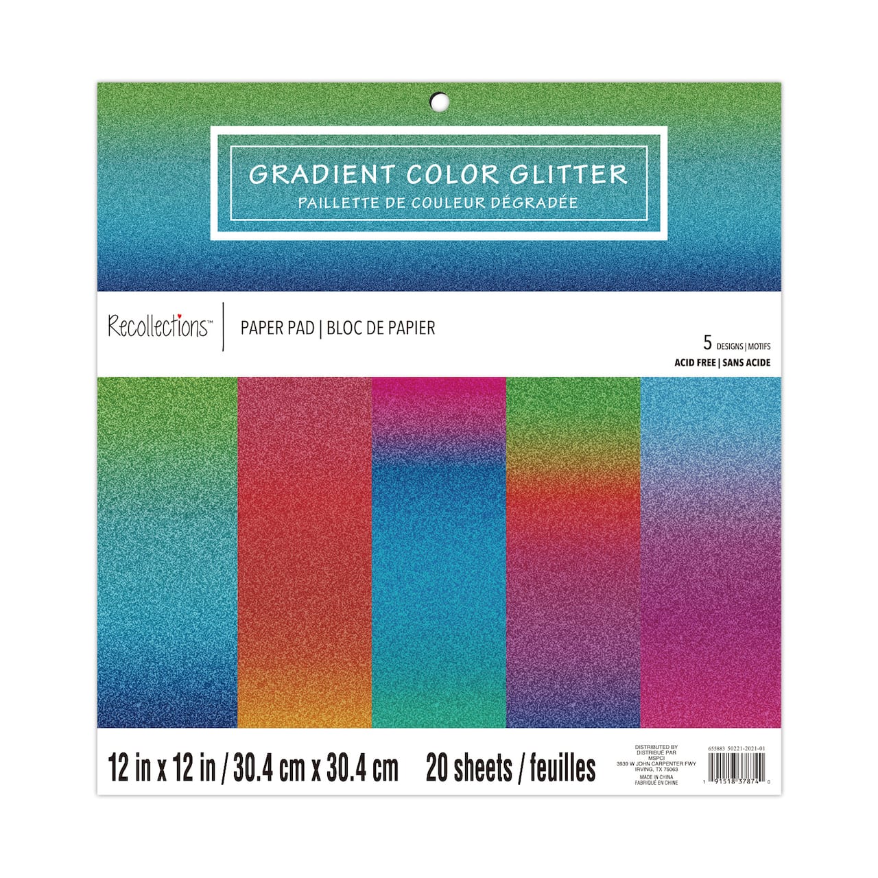 Gradient Color Glitter Paper Pad by Recollections™, 12" x 12"